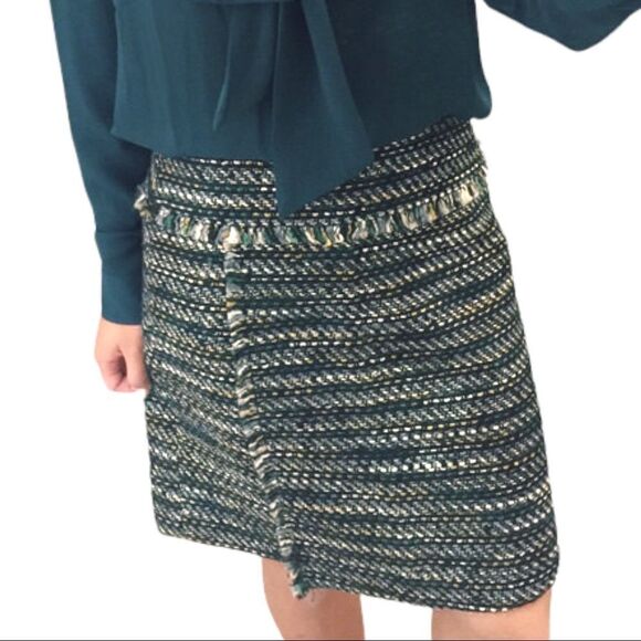 Nwot Ann Taylor LOFT Faux Wrap Tweed Skirt - Picture 1 of 10